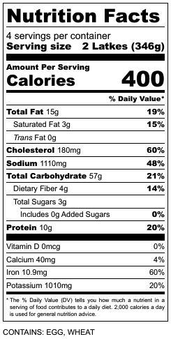 Baklouti Latke Waffles Nutrition Facts