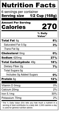 Cilantro Lime Rice Nutrition Facts