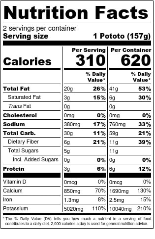 Korey's Grilled Sweet Potatoes Nutrition Facts
