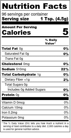 Lemon Pepper Blend Nutrition Facts