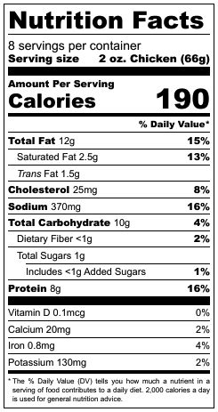 Monadnock Maple BBQ Marinade Nutrition Facts
