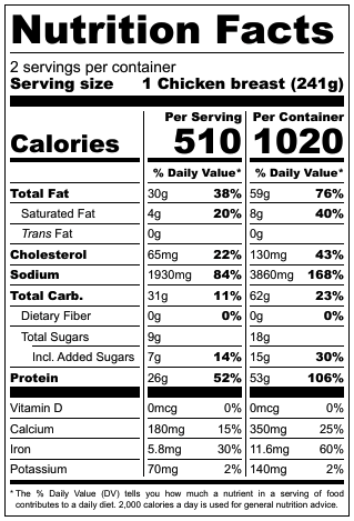Monadnock Maple Pulled Chicken Nutrition Facts