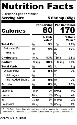Shrimp Scampi​ Nutrition Facts